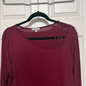 White Birch Burgundy Long Sleeve Top with Strappy Neckline